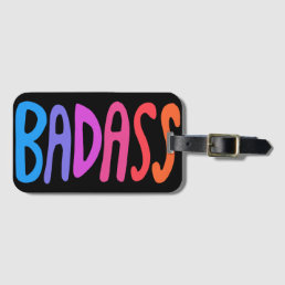BADASS Colorful Cool &amp; Fun Stripes BLACK Luggage Tag