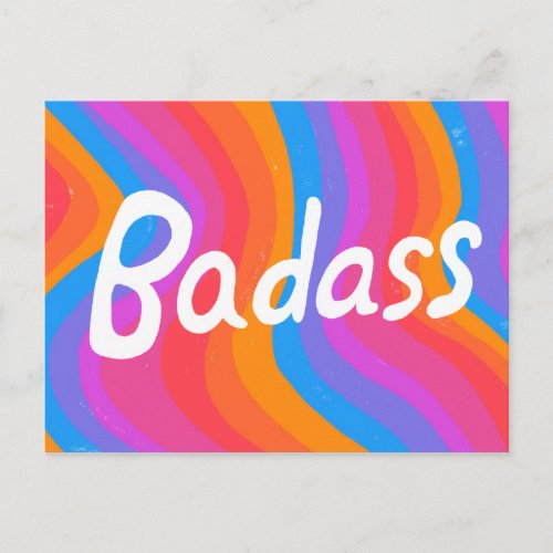 BADASS Colorful Cool  Fun Stripes Postcard