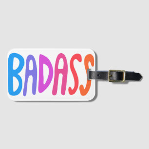 BADASS Colorful Cool & Fun Stripes WHITE Luggage Tag