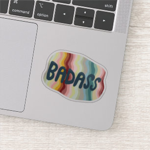 BADASS Colorful Fun Hand Lettering Stripes Sticker