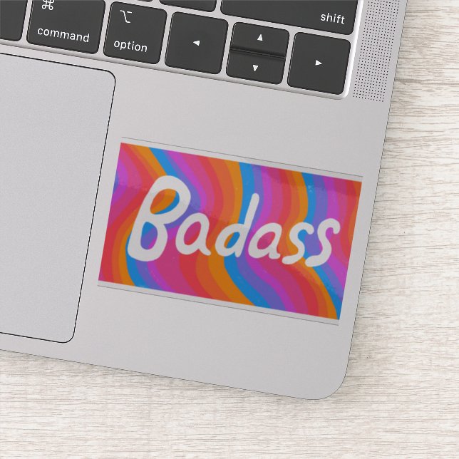 BADASS Colorful Fun Lettering Stripes Sticker (Detail)