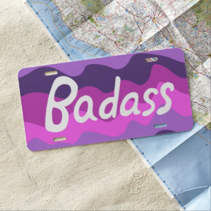 BADASS Colorful Fun Unique Purple CUSTOM License Plate