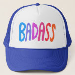 BADASS Colorful Rainbow Handlettering Design Trucker Hat<br><div class="desc">Handlettering Art just for you! Check my shop for more designs!</div>