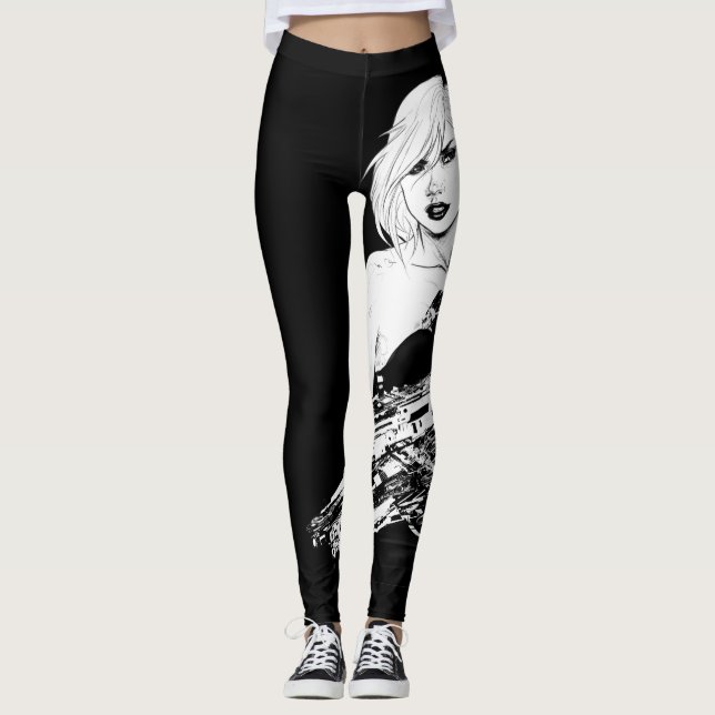 Badass cool girl - b&w leggings (Front)