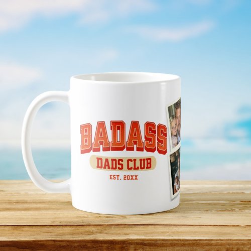 Badass Dad Club Photo Collage Cool Trendy Fun Coffee Mug