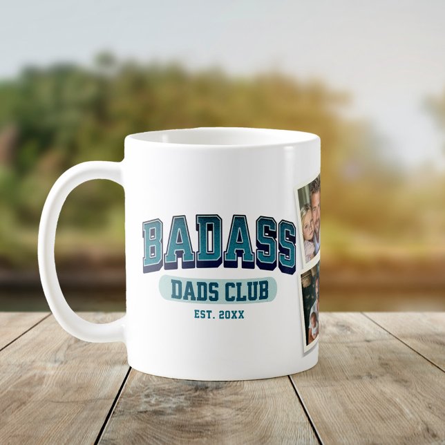Badass Dad Club Photo Collage Cool Trendy Fun Coffee Mug (Creator Uploaded)