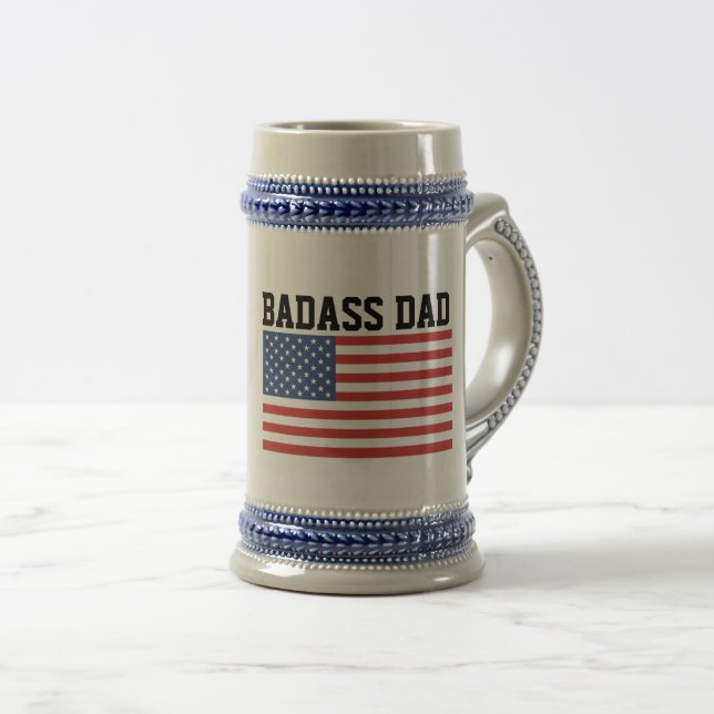 BADASS DAD PATRIOTIC BEER STEIN (Front Right)