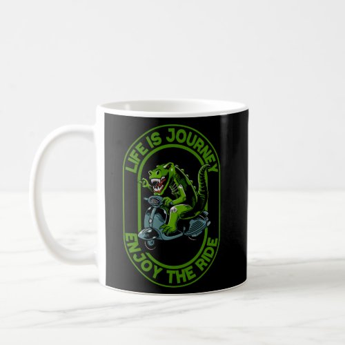 Badass Dino Scooter Vespa Ride Green Coffee Mug
