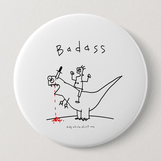 Badass Dinosaur Guy Button (Front)