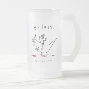 Badass Dinosaur Guy Frosted Glass Beer Mug