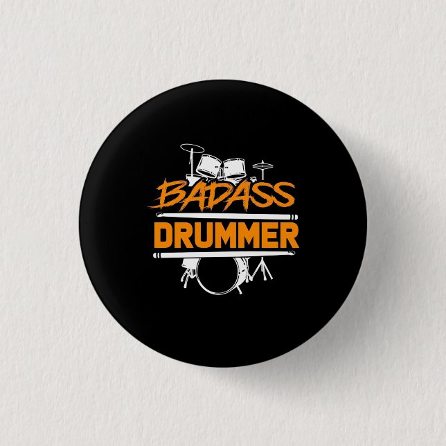 Badass Drummer Button (Front)