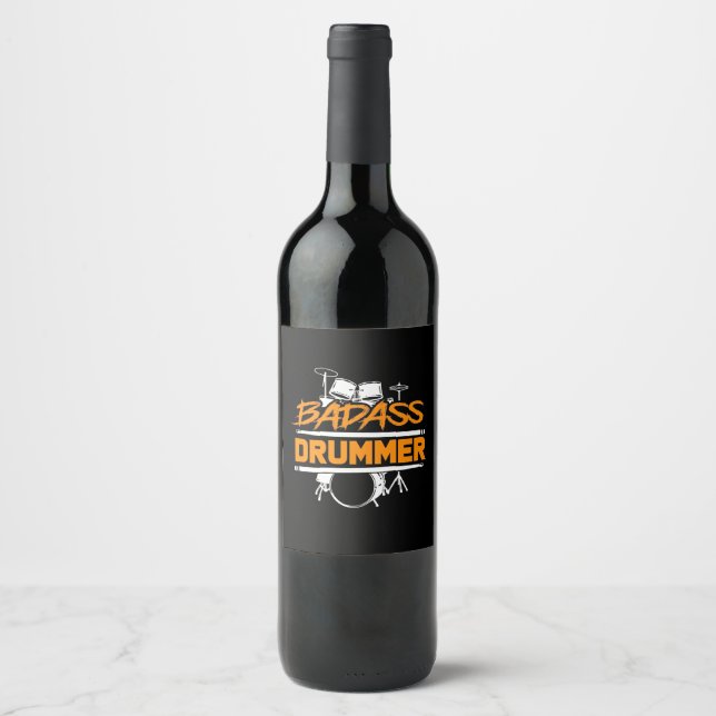 Badass Drummer Wine Label (Front)
