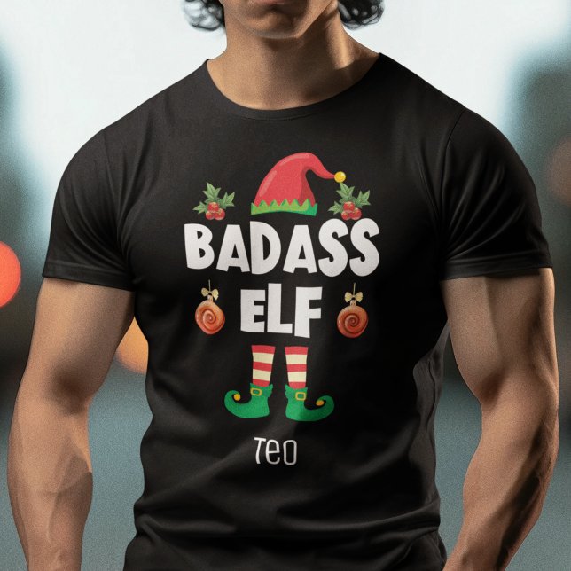 Badass elf family matching christmas with name T-Shirt (Creator Uploaded)