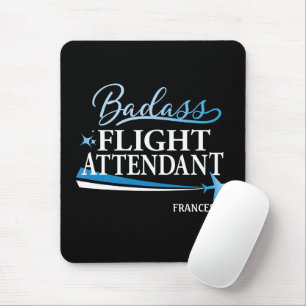 Badass Flight Attendant Personalize Black Mouse Pad
