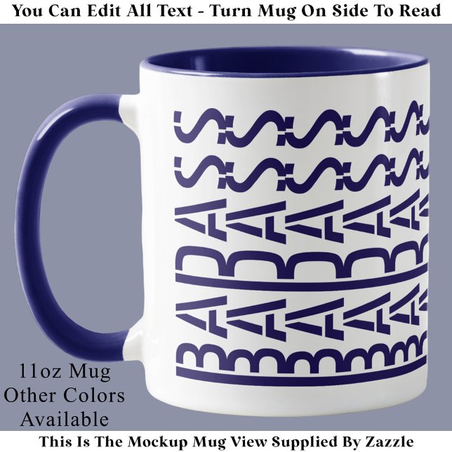 BADASS Hidden Message Modern Trendy Typography  Mug (Creator Uploaded)