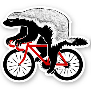 Badass Honey Badger Biker Red Bike Sticker