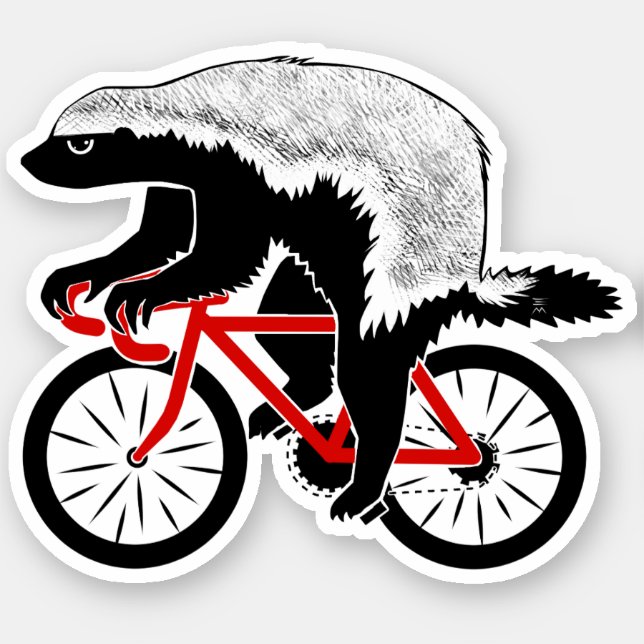 Badass Honey Badger Biker Red Bike Sticker (Front)
