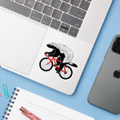 Badass Honey Badger Biker Red Bike Sticker (Laptop w/ iPhone)