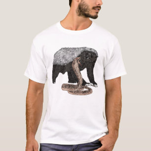 Badass Honey Badger & Cobra Snake Funny Animal Art T-Shirt