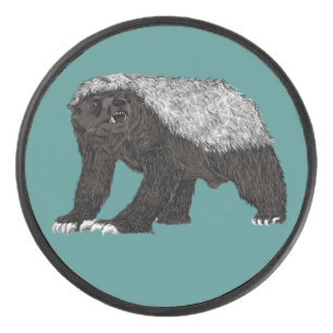 Badass Honey Badger Fearless Attitude Animal Art Hockey Puck