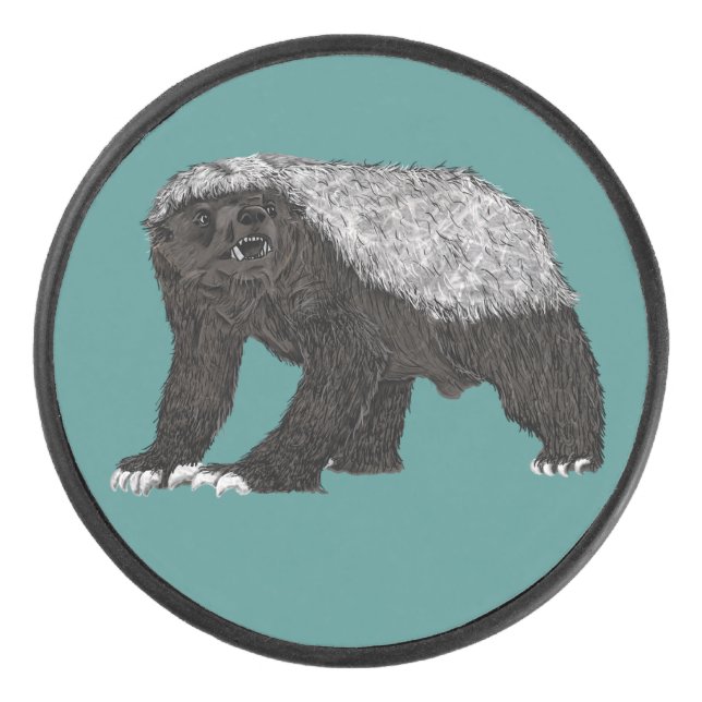 Badass Honey Badger Fearless Attitude Animal Art Hockey Puck (Front)