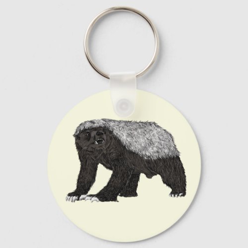 Badass Honey Badger Fearless Attitude Animal Art Keychain