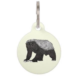 Badass Honey Badger Fearless Attitude Animal Art Pet Name Tag