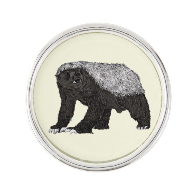 Badass Honey Badger Fearless Attitude Animal Art Pin (Front)