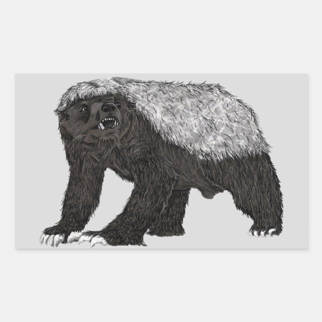 Badass Honey Badger Fearless Attitude Animal Art Rectangular Sticker (Front)