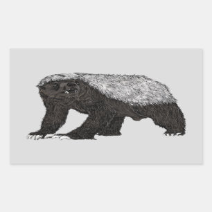 Badass Honey Badger Fearless Attitude Animal Art Rectangular Sticker