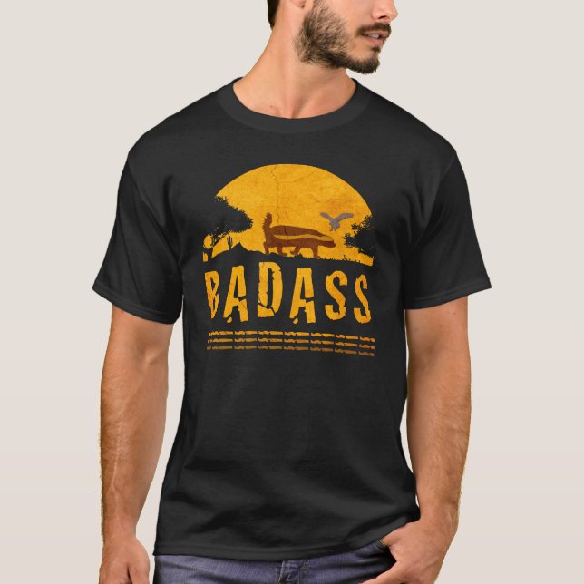 Badass Honey Badger Sunset Vintage T-Shirt (Front)