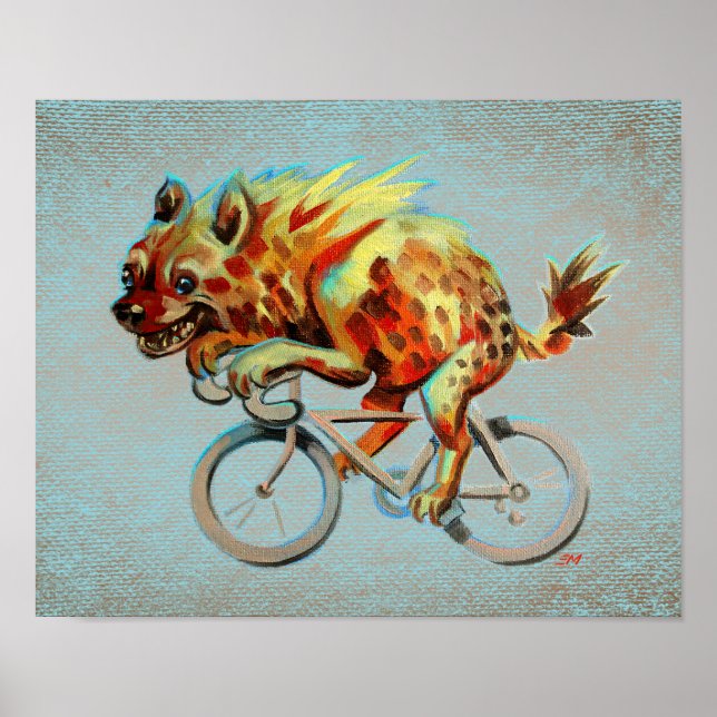 Badass Hyena Riding A Bicycle Poster (Front)