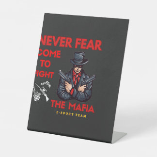 Badass Mafia E-Sport Team Gaming Mascot T-Shirt Pedestal Sign