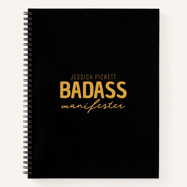 Badass Manifester Black & Gold, Law of Attraction  Notebook (Front)