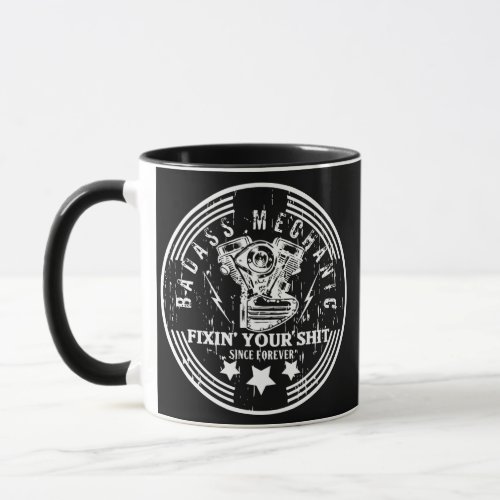 Badass Mechanic Distressed Design  Mug