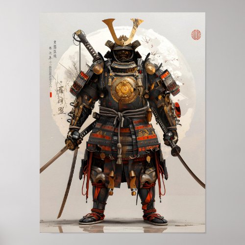 Badass Moon Samurai Poster