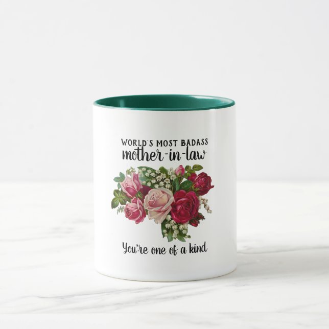 BADASS Mother-In-Law Gift - One of a Kind Roses Mug (Center)