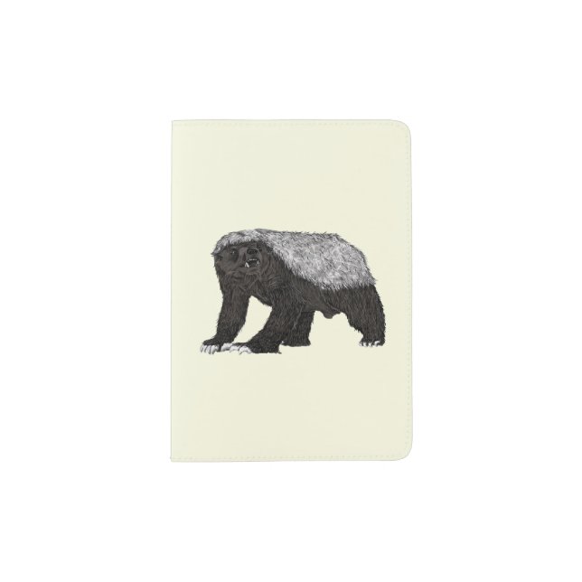 Badass Nasty Honey Badger Fearless Attitude Animal Passport Holder (Front)