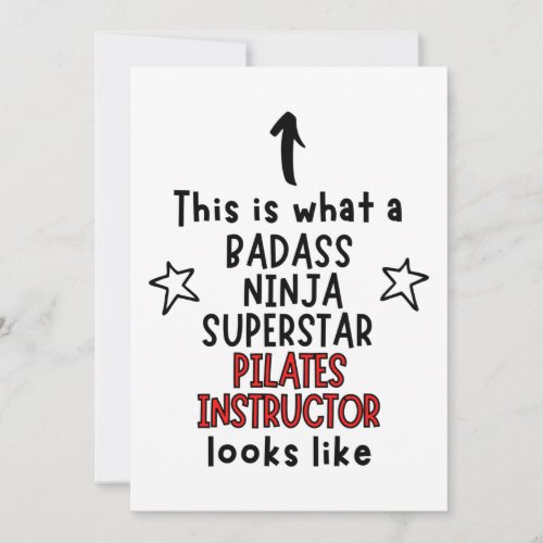 Badass Ninja Superstar Pilates Instructor Card