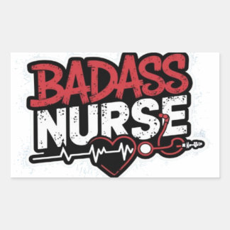 badass nurse rectangular sticker