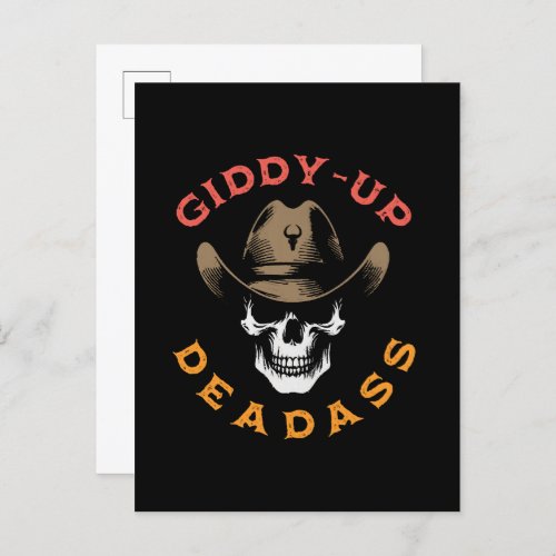 Badass or Deadass Cowboy Skull Invitation Postcard