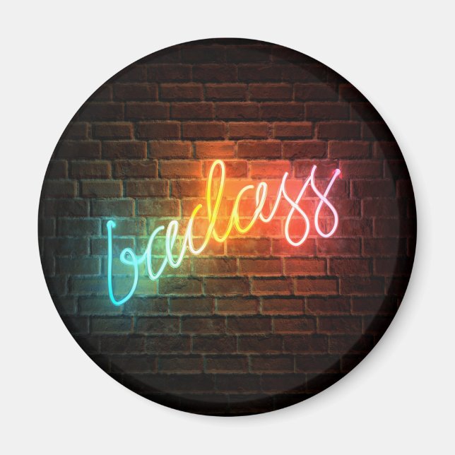 Badass Rainbow Neon Sign Magnet (Front)
