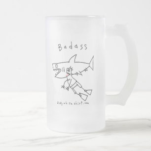 Badass Shark Guy Frosted Glass Beer Mug