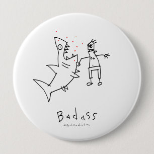Badass Shark Punch Pinback Button