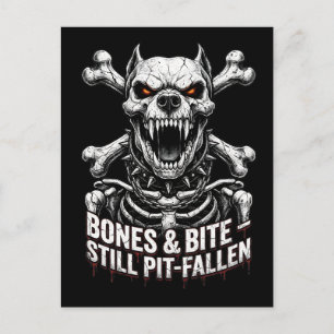 Badass Skeleton Bulldog Gothic Skull Postcard