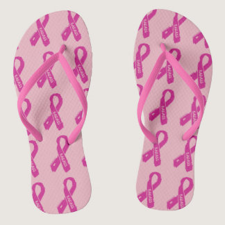 Badass/ torn ribbon...Breast Cancer Flip Flops