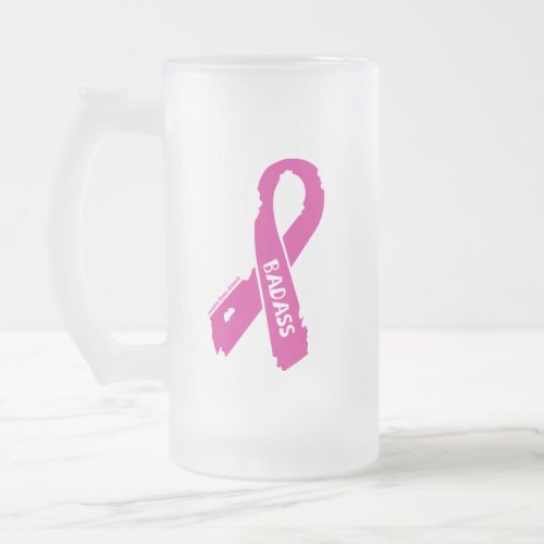 Badass torn ribbonBreast Cancer Frosted Glass Beer Mug
