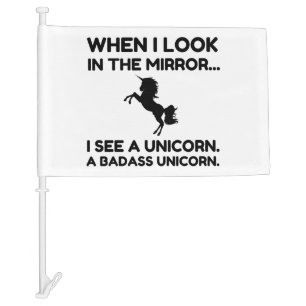 BADASS UNICORN CAR FLAG