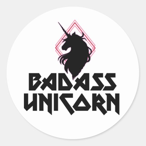 Badass Unicorn Classic Round Sticker