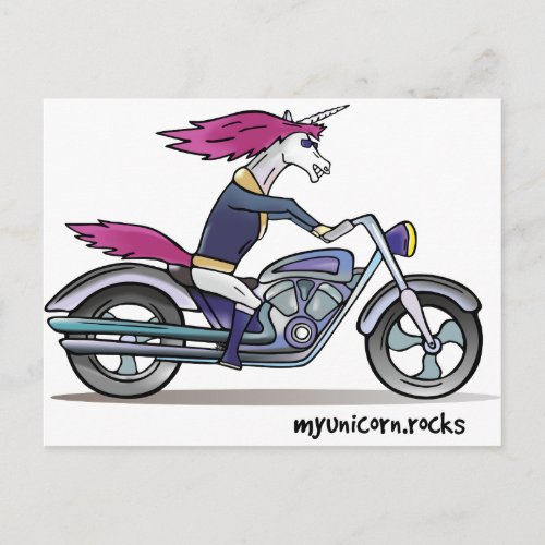 Badass unicorn on motorcycle _ Knallhartes Einhorn Postcard